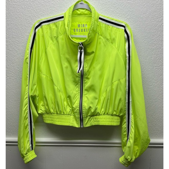 New! Love Tree Women’s Sz M Green Long Sleeve Cropped Zip Up Windbreaker, V567 - Picture 3 of 16